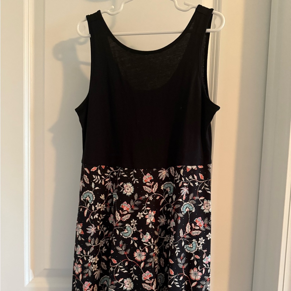 Old Navy Black Floral Midi Dress - Size M (8) - Preloved